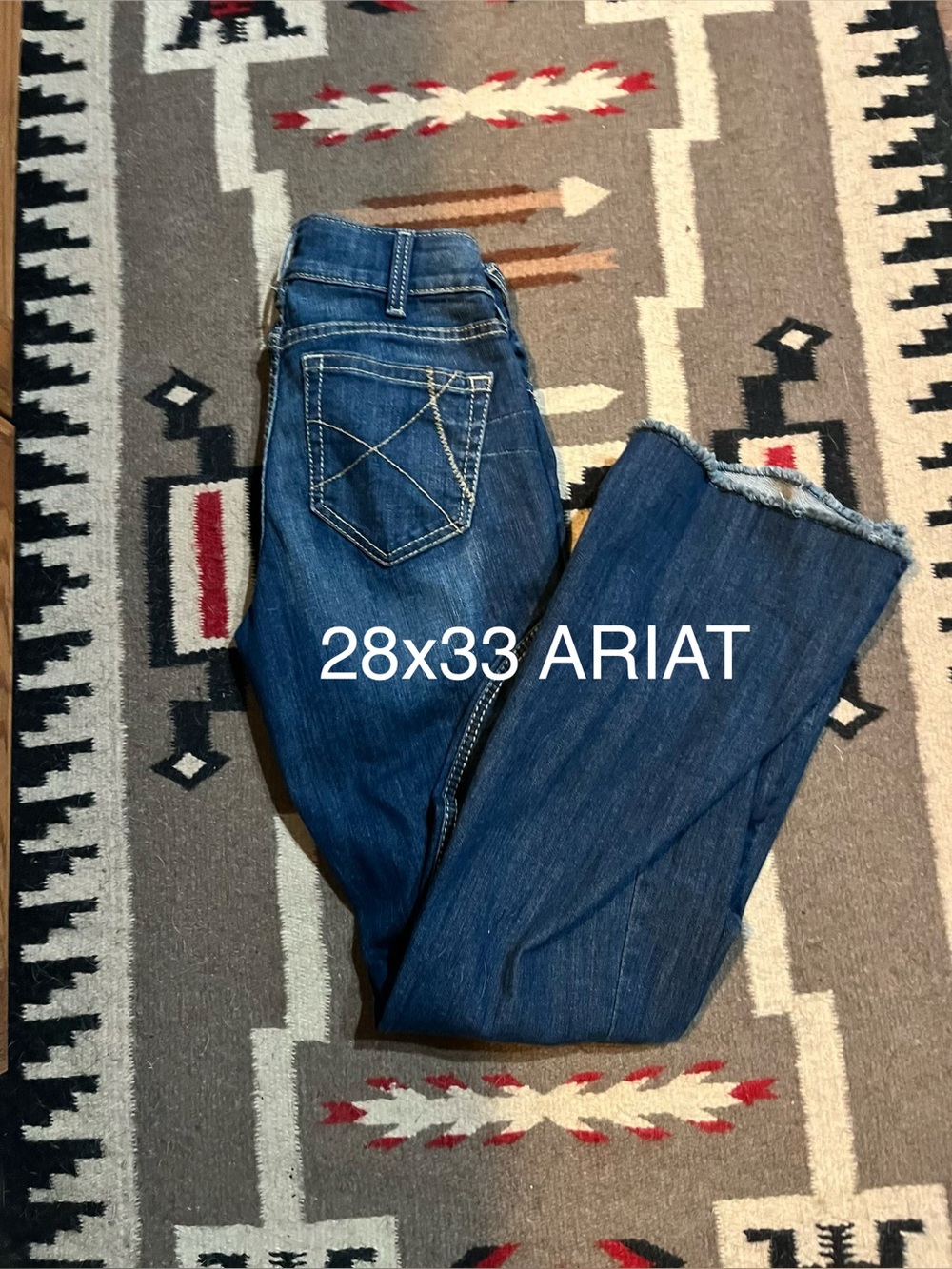 Ariat Women's Dark Blue Denim Jeans - raw hem 28x33